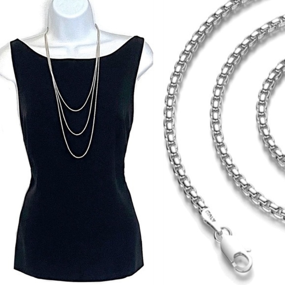 3! 925 SS 2MM Box Chain Italian Necklaces!